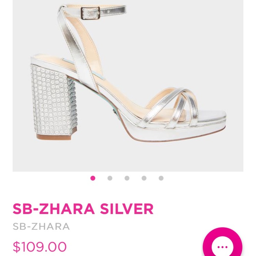 Betsey Johnson Silver Block Heel Size 5